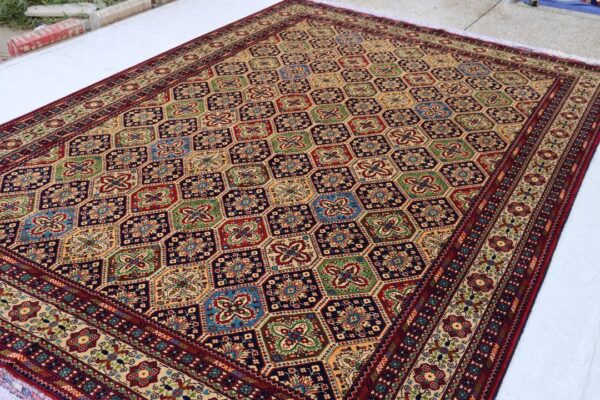 Authentic Afghan Hand-Knotted Rug | Zeerhaki Design with Rich Geometric Motifs